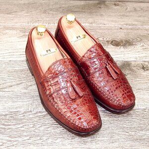 $499 Nordstrom Florsheim Imperial CAIMAN Alligator 8 D Cognac * add $15 Trees